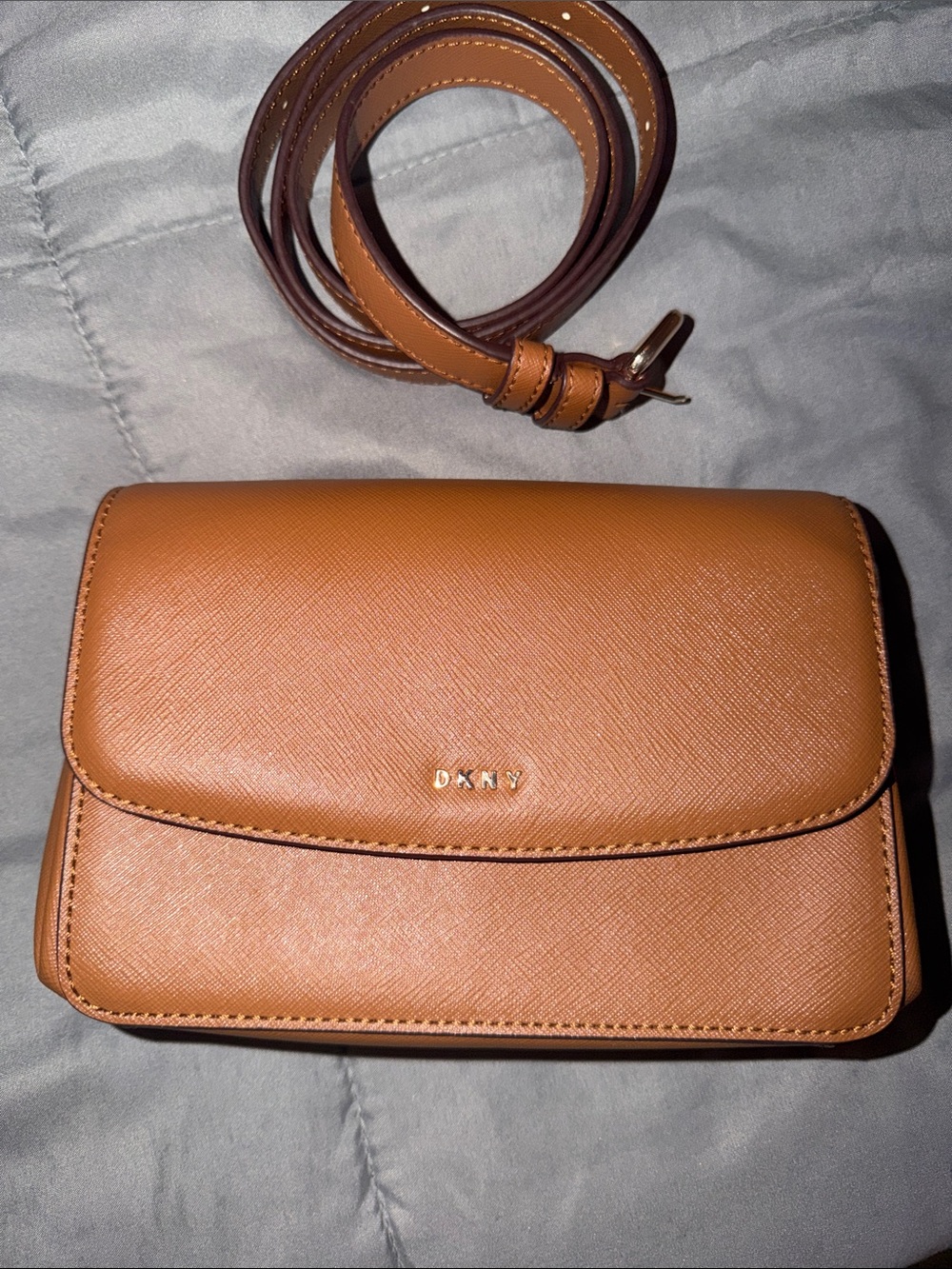 DKNY Cognac Saffiano Leather Crossbody Bag